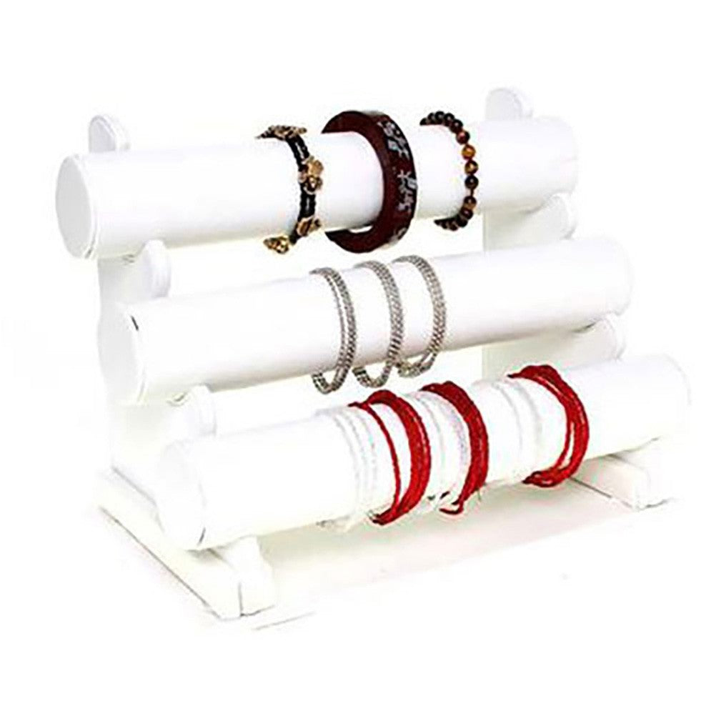 Support bracelet montres jonc en simili cuir à 3 rangs