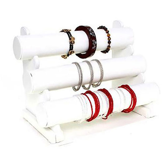 Support bracelet montres jonc en simili cuir à 3 rangs