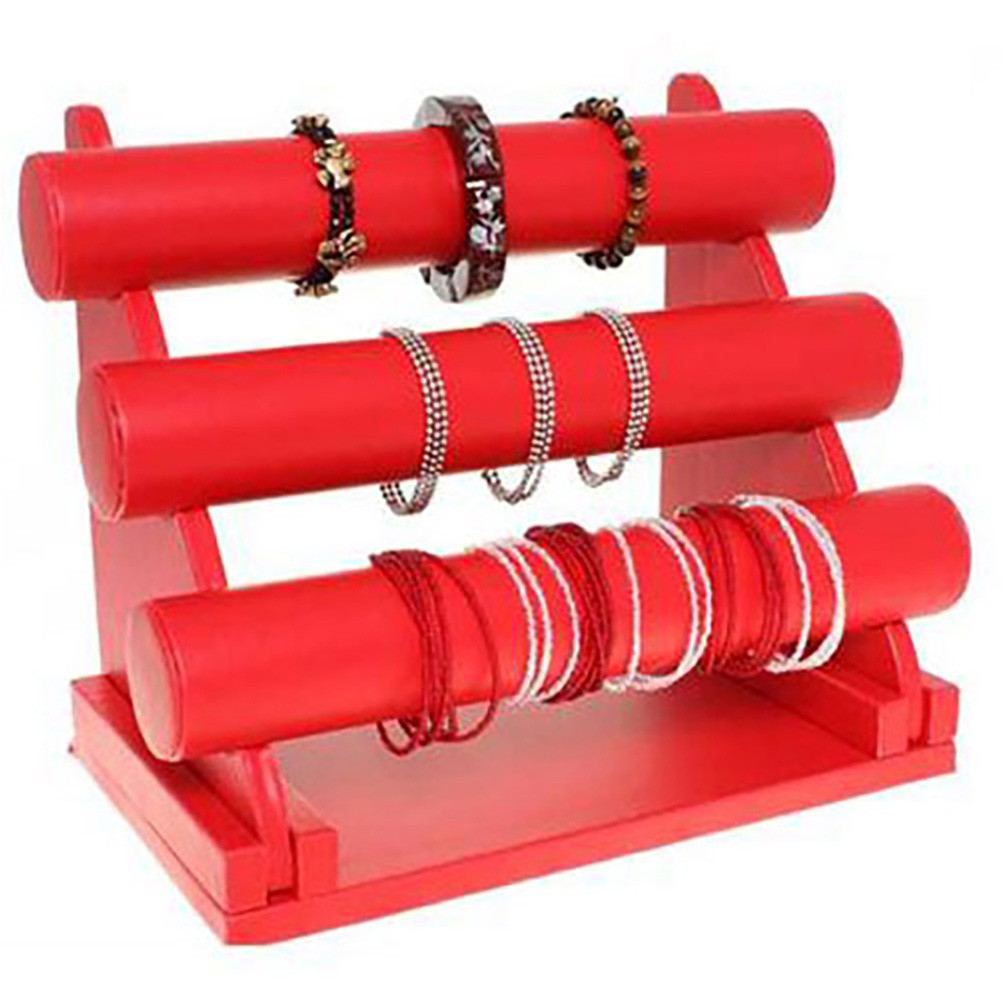 Support bracelet montres jonc en simili cuir à 3 rangs