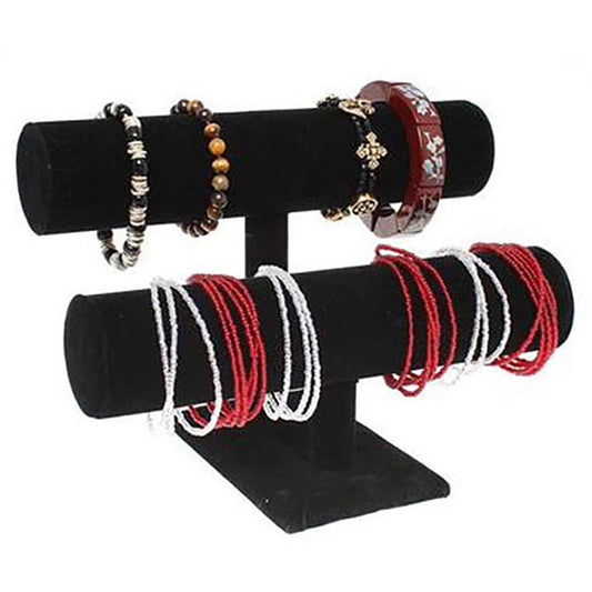 Jonc porte bracelet montre et chouchous velours à 2 rangs