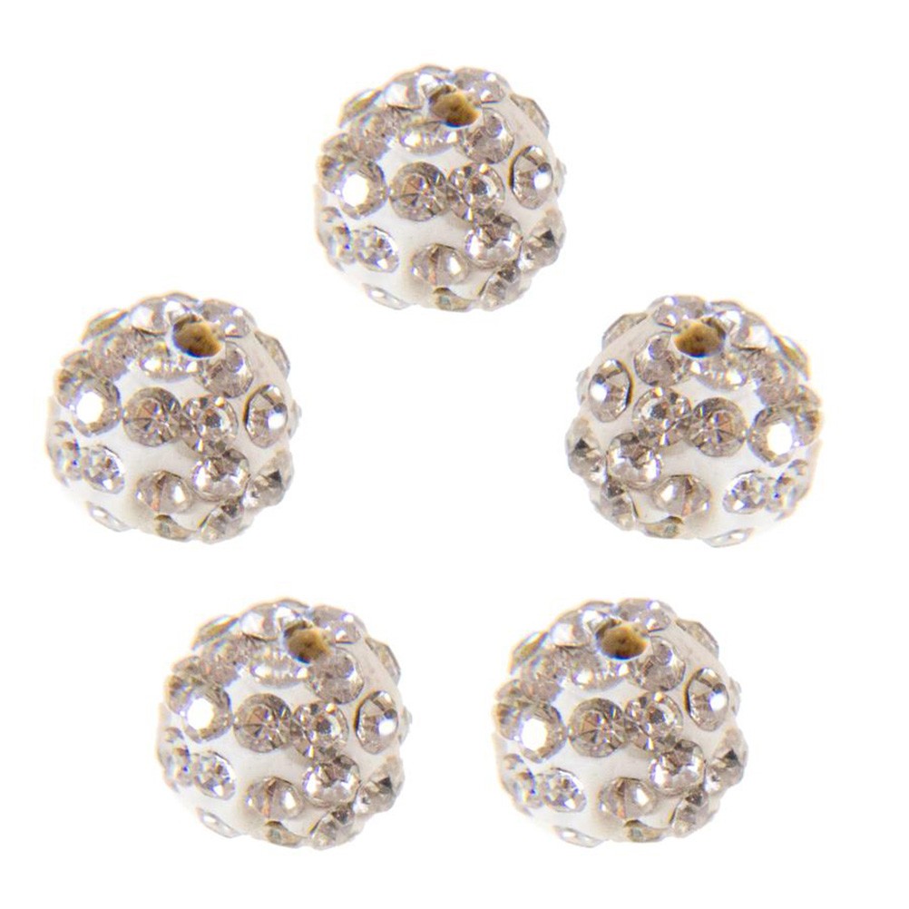 Perles shamballa rondes 50 strass en cristal 8 mm (5 pièces)