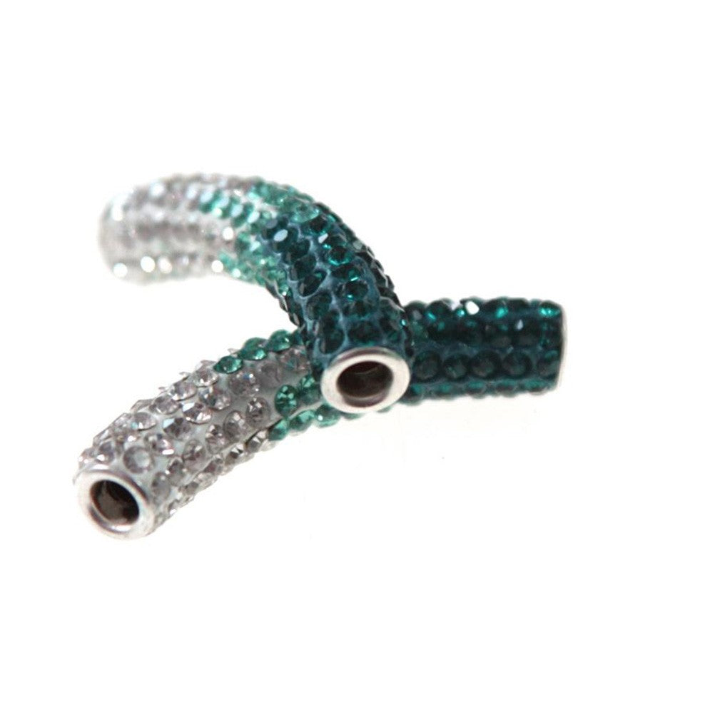 Perles shamballa tubes bicolores dégradées 50 mm (1 pièce)