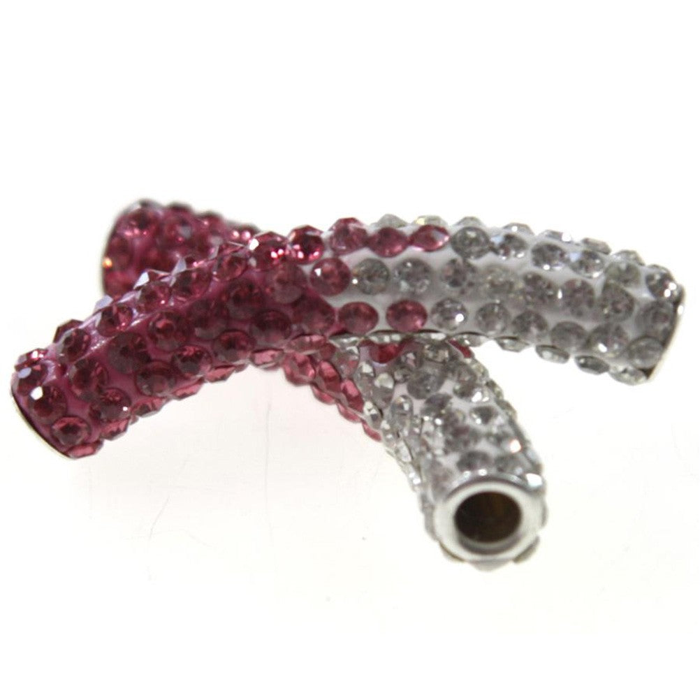 Perles shamballa tubes bicolores dégradées 50 mm (1 pièce)