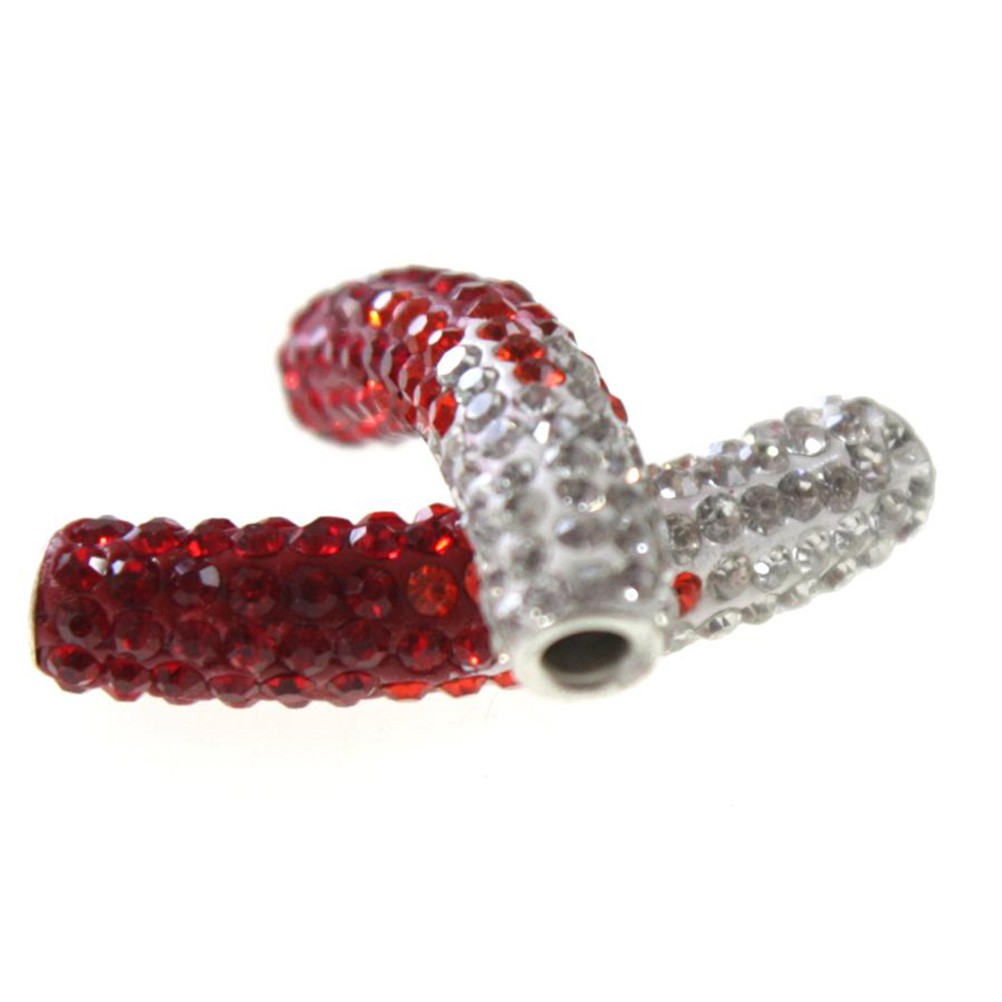 Perles shamballa tubes bicolores dégradées 50 mm (1 pièce)