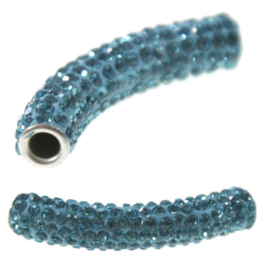 Perles shamballa tubes pierre de cristal 45 mm (1 pièce)