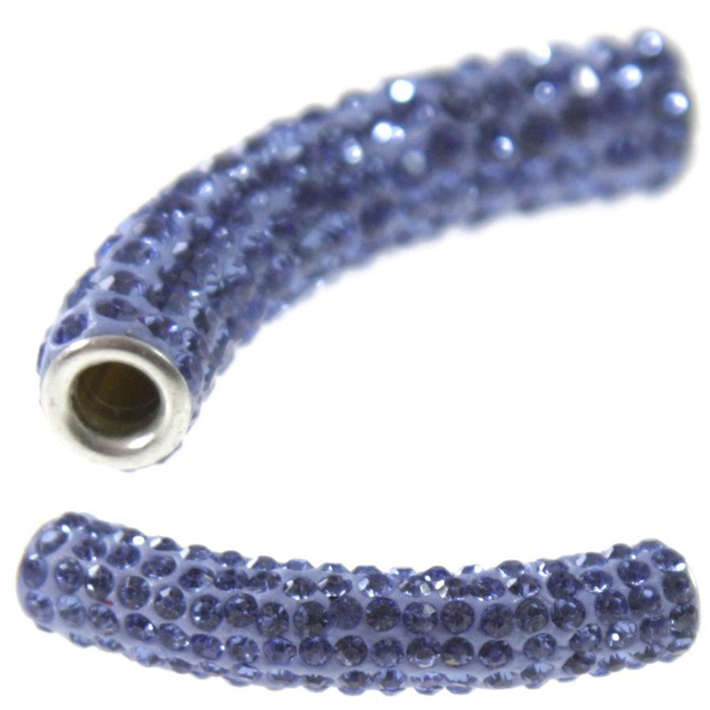 Perles shamballa tubes pierre de cristal 45 mm (1 pièce)