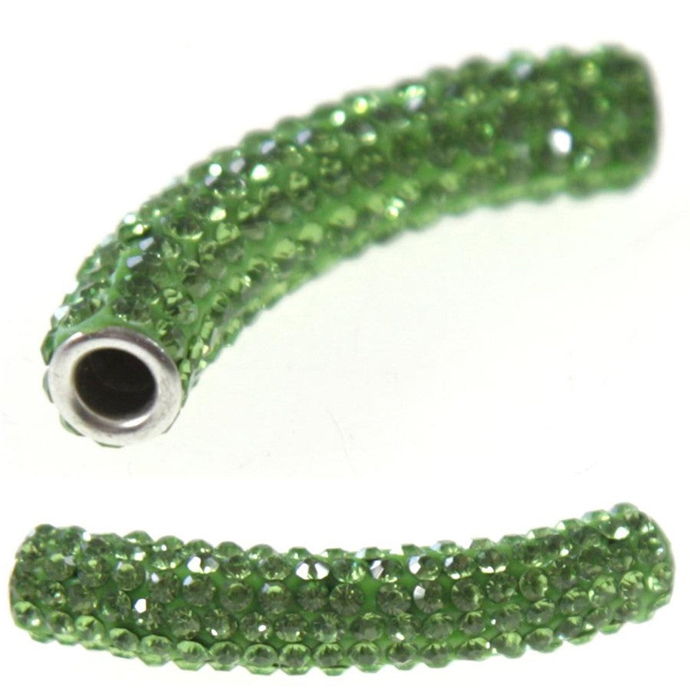 Perles shamballa tubes pierre de cristal 45 mm (1 pièce)