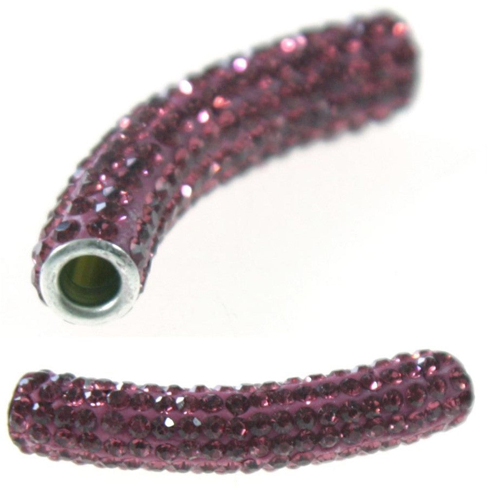 Perles shamballa tubes pierre de cristal 45 mm (1 pièce)