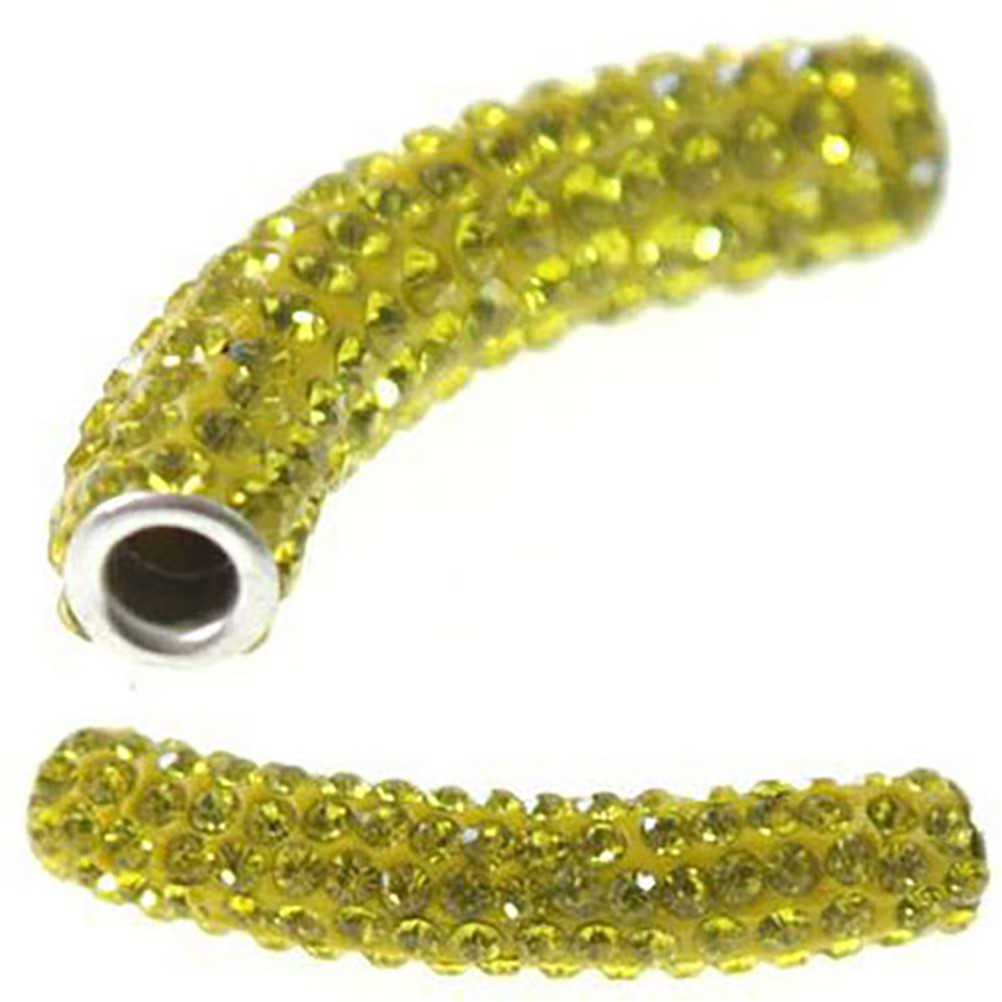 Perles shamballa tubes pierre de cristal 45 mm (1 pièce)