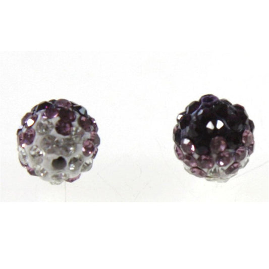 Perles shamballa rondes bicolores dégradées 10 mm (5 pièces)