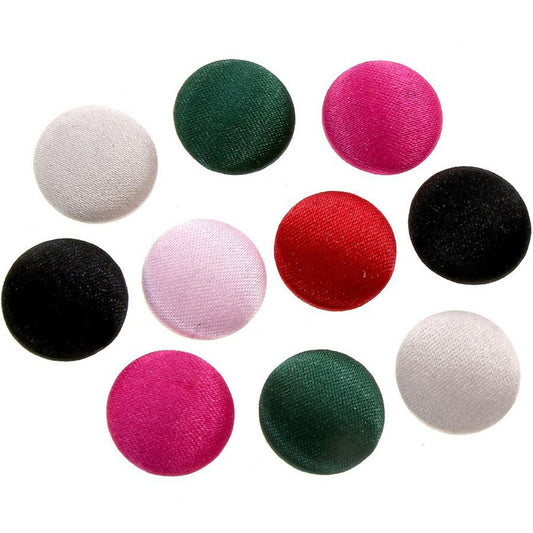 Bouton satin à coller forme ronde (10 pièces)