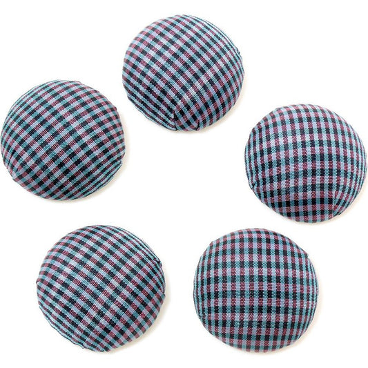 Bouton tissu carreaux à coller grand forme ronde (5 pièces)
