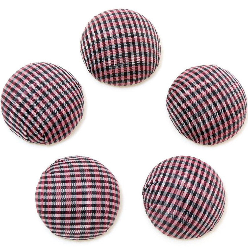 Bouton tissu carreaux à coller grand forme ronde (5 pièces)