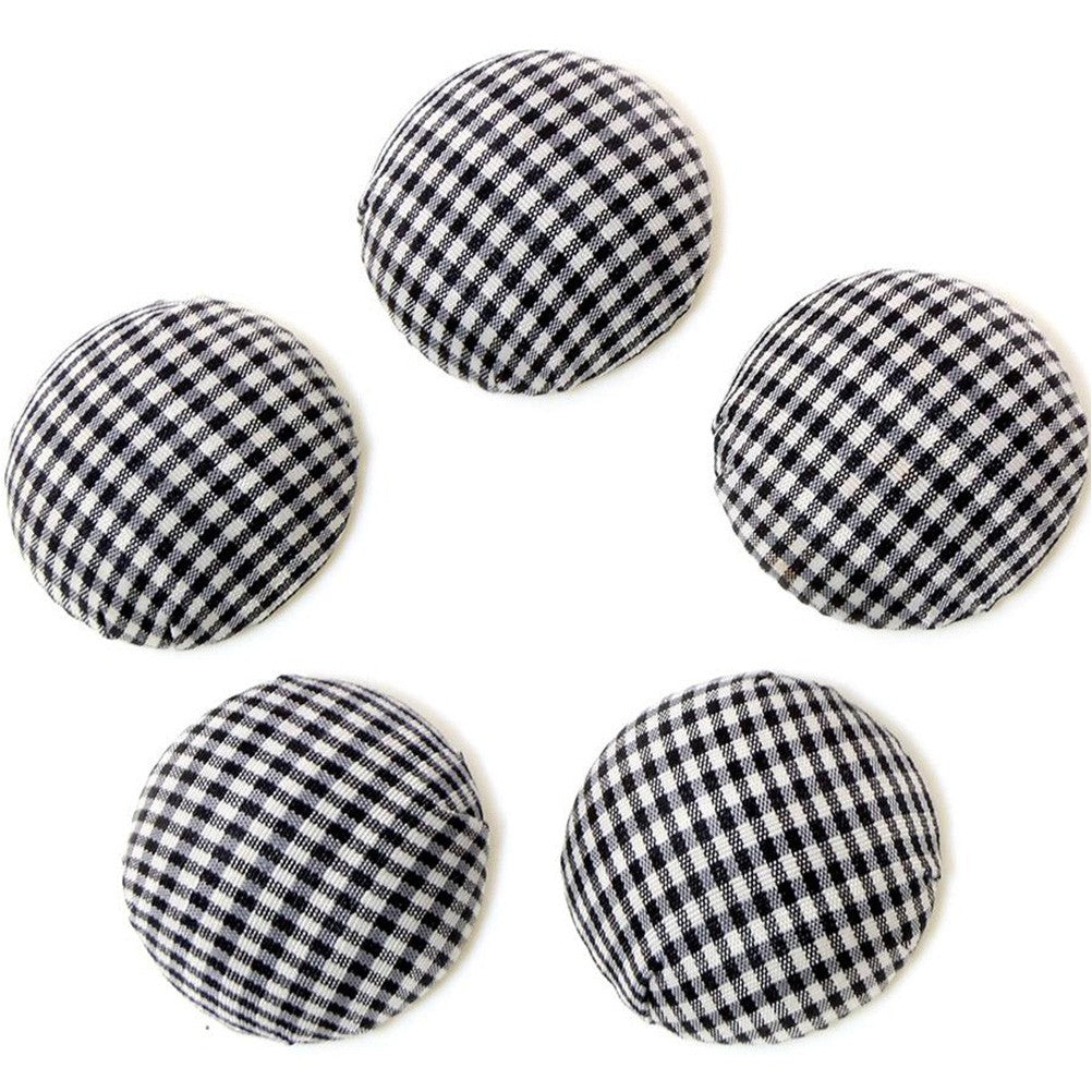 Bouton tissu carreaux à coller grand forme ronde (5 pièces)