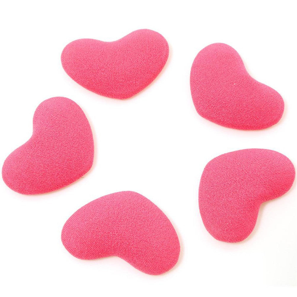 Bouton tissu cœur à coller accessoire bijoux (5 pièces)