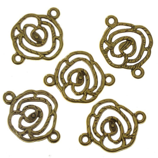 Connecteurs bijoux Fleur rose (5 pièces)