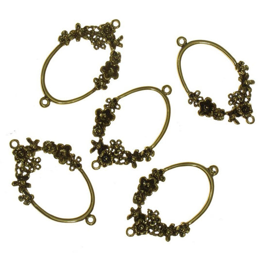 Connecteur ovale thème fleuri (5 pièces)