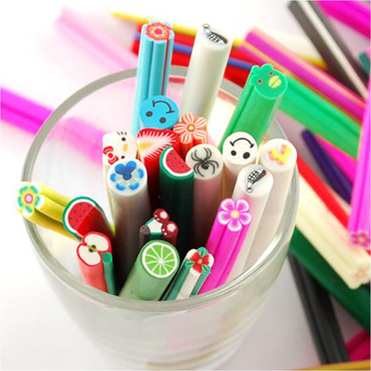 Canes pâte polymère variées pour ongles et bijoux (10 pièces)