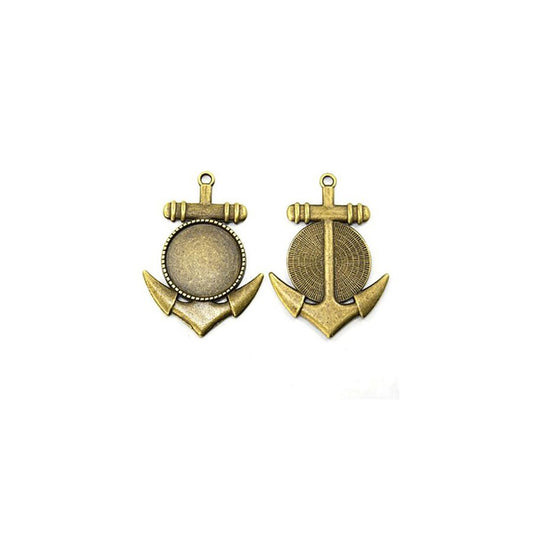 Breloque support cabochon Ancre 45 x 32 mm (1 pièce)