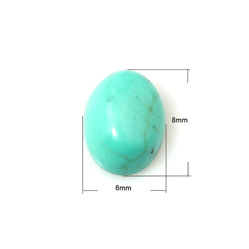 Pierre synthétique turquoise ovale 8 x 6 mm (5 pièces)