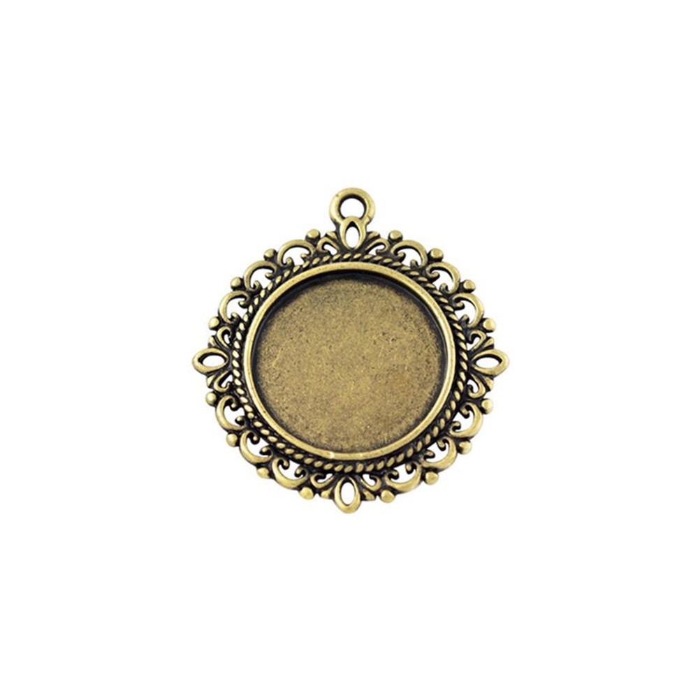 Support cabochon pendentif Dentelle 35 x 32 mm (1 pièce)