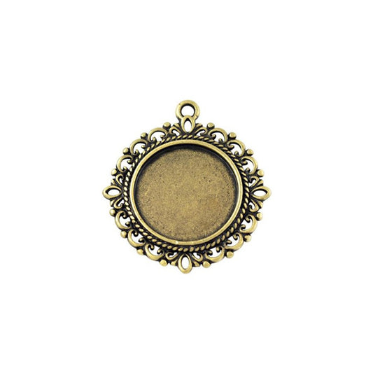 Support cabochon pendentif Dentelle 35 x 32 mm (1 pièce)