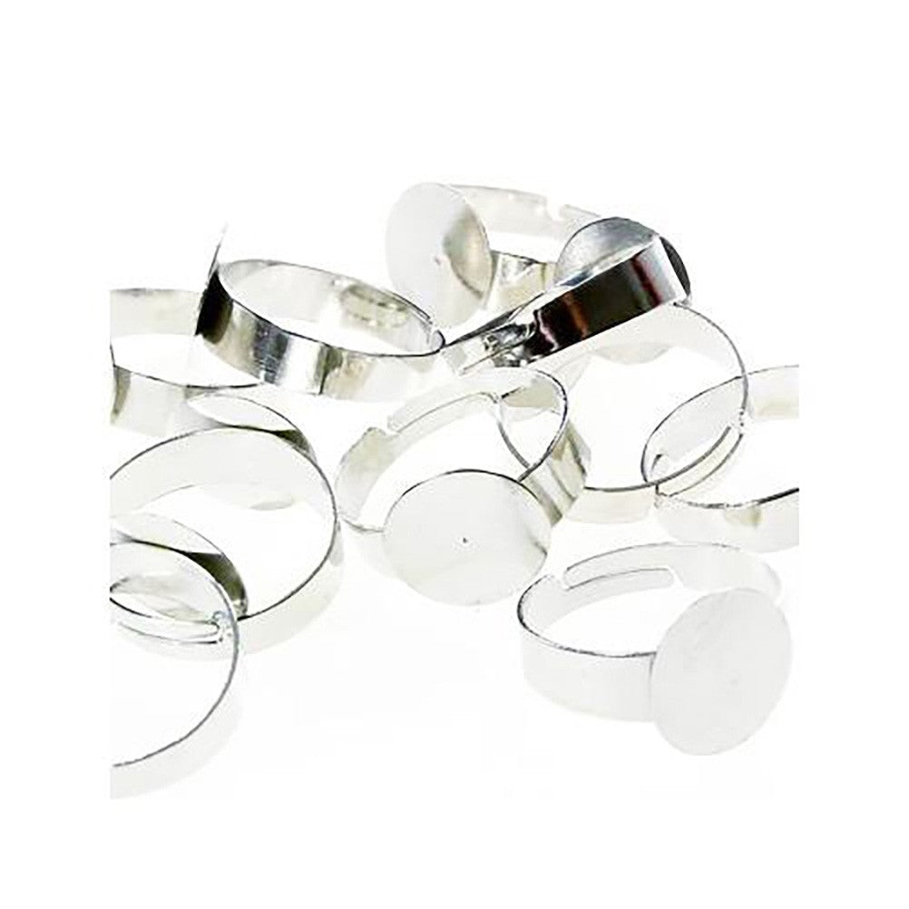 Supports de bagues réglables pour la création de bijoux tamis 12 mm (10 pièces)