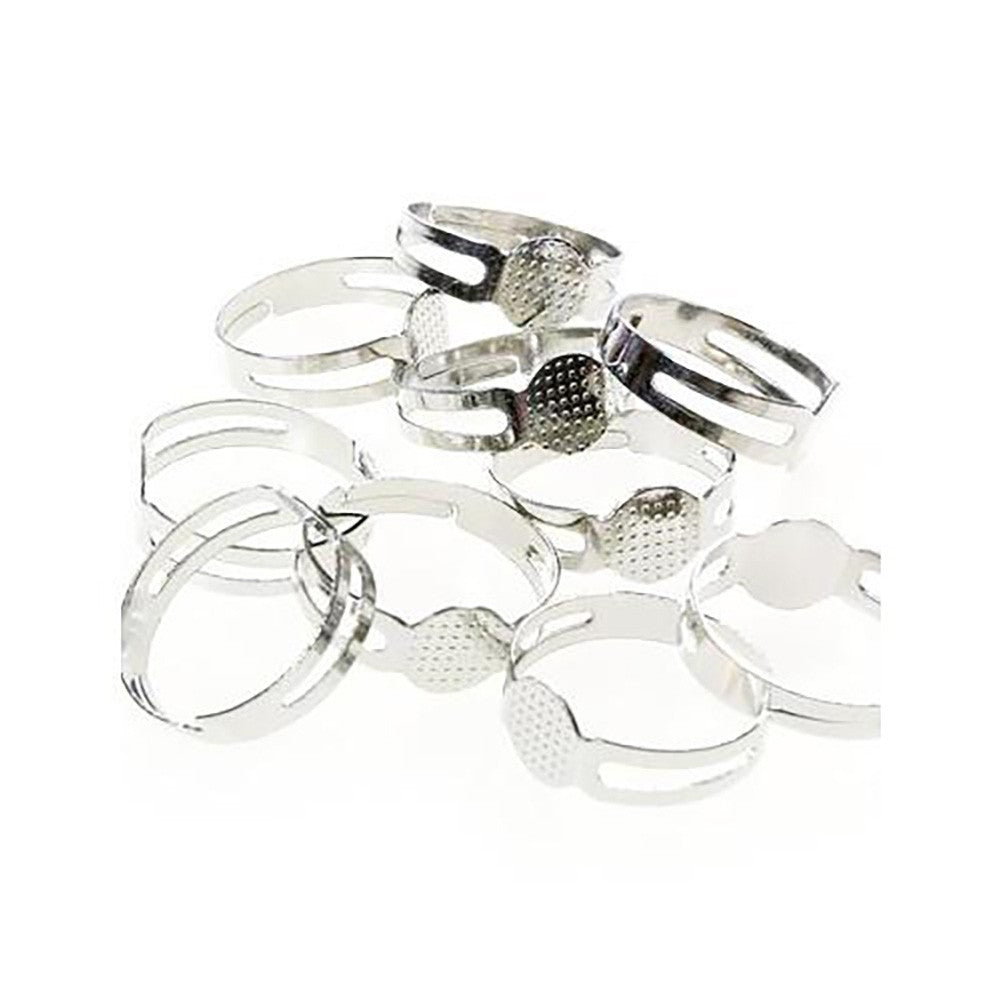 Supports de bagues réglables pour la création de bijoux tamis 8 mm (10 pièces)