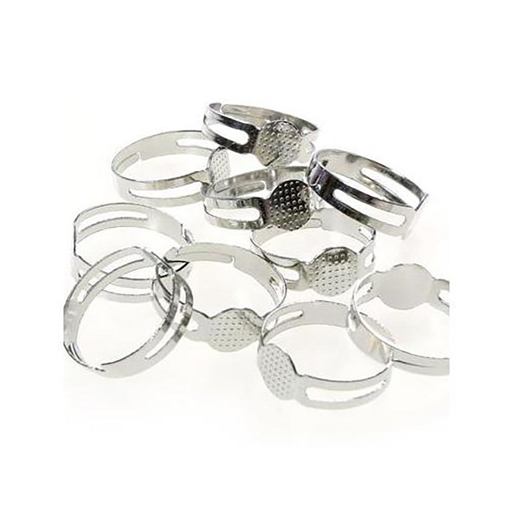 Supports de bagues réglables pour la création de bijoux tamis 8 mm (10 pièces)