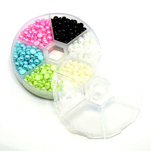 Kit cabochons perles nacrées pastels 5 x 2,5 mm (990 pièces)