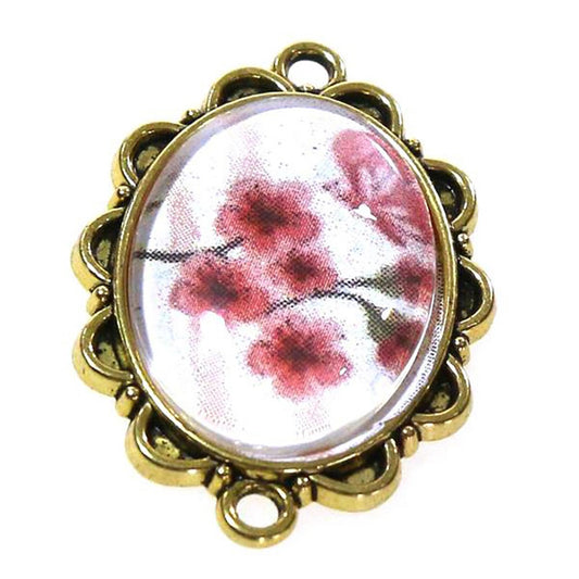 Kit cabochon verre et support dentelle 36 x 25 mm (5 pièces)