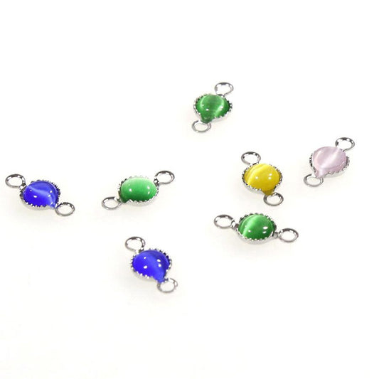Kit cabochon œil de chat support lien 15 x 7 mm (20 pièces)