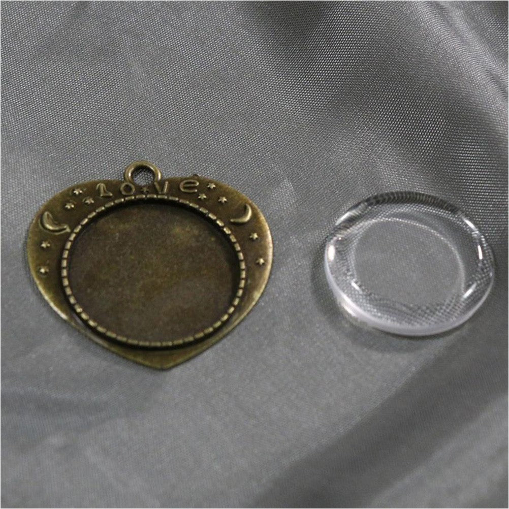 Kit cabochon verre pendentif Love 36 x 32 mm (20 pièces)