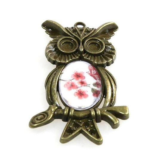 Kit cabochon verre support Hibou 67 x 42 mm (5 pièces)