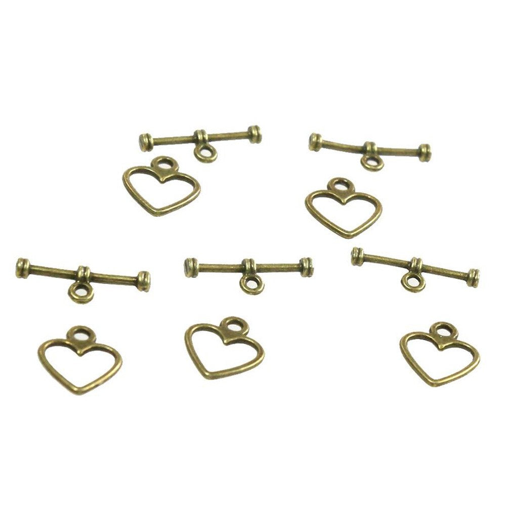 Fermoir t toggle Cœur simple 14 x 12 mm (10 pièces)