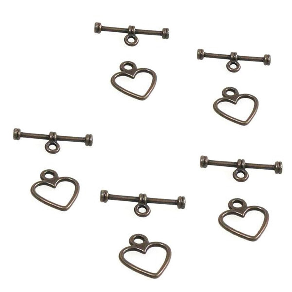 Fermoir t toggle Cœur simple 14 x 12 mm (10 pièces)