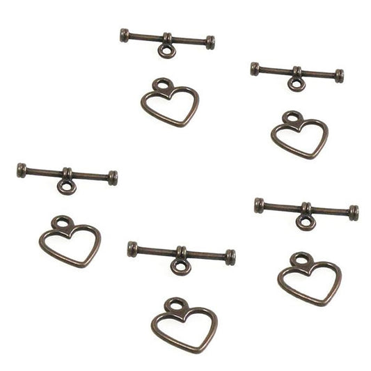 Fermoir t toggle Cœur simple 14 x 12 mm (10 pièces)