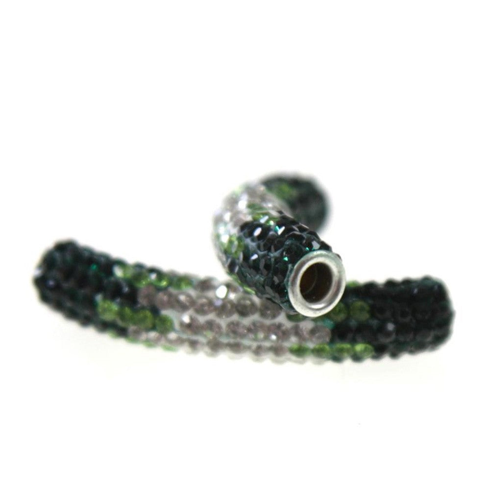 Perles shamballa tubes bicolores cristal 45 mm (1 pièce)