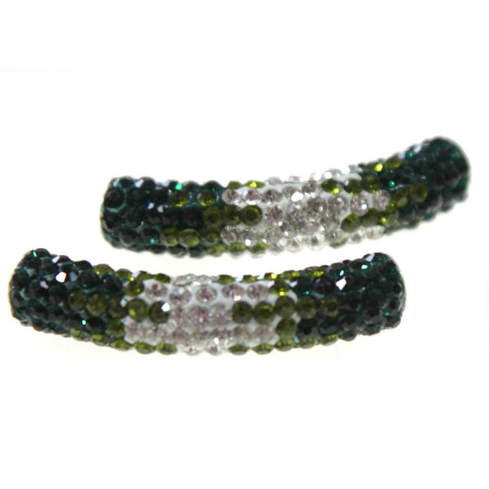 Perles shamballa tubes bicolores cristal 45 mm (1 pièce)