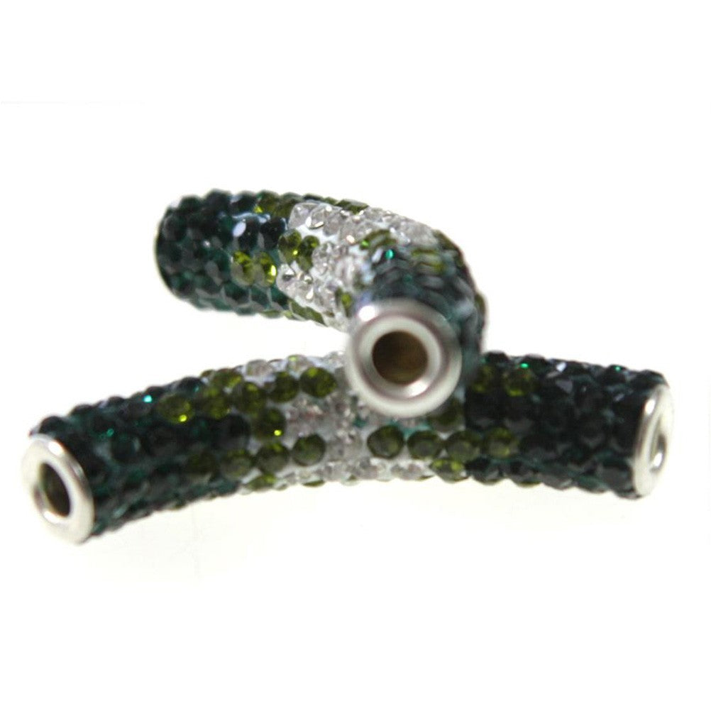 Perles shamballa tubes bicolores cristal 45 mm (1 pièce)