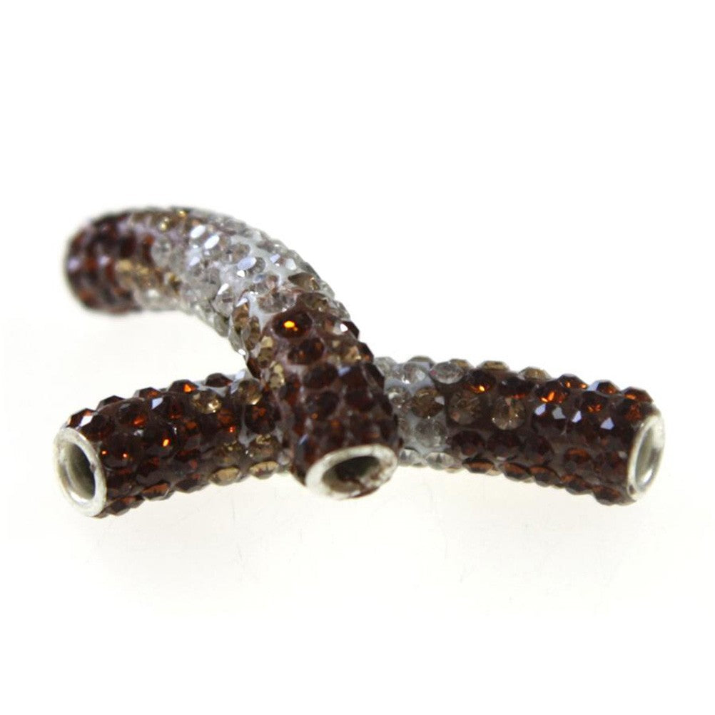 Perles shamballa tubes bicolores cristal 45 mm (1 pièce)