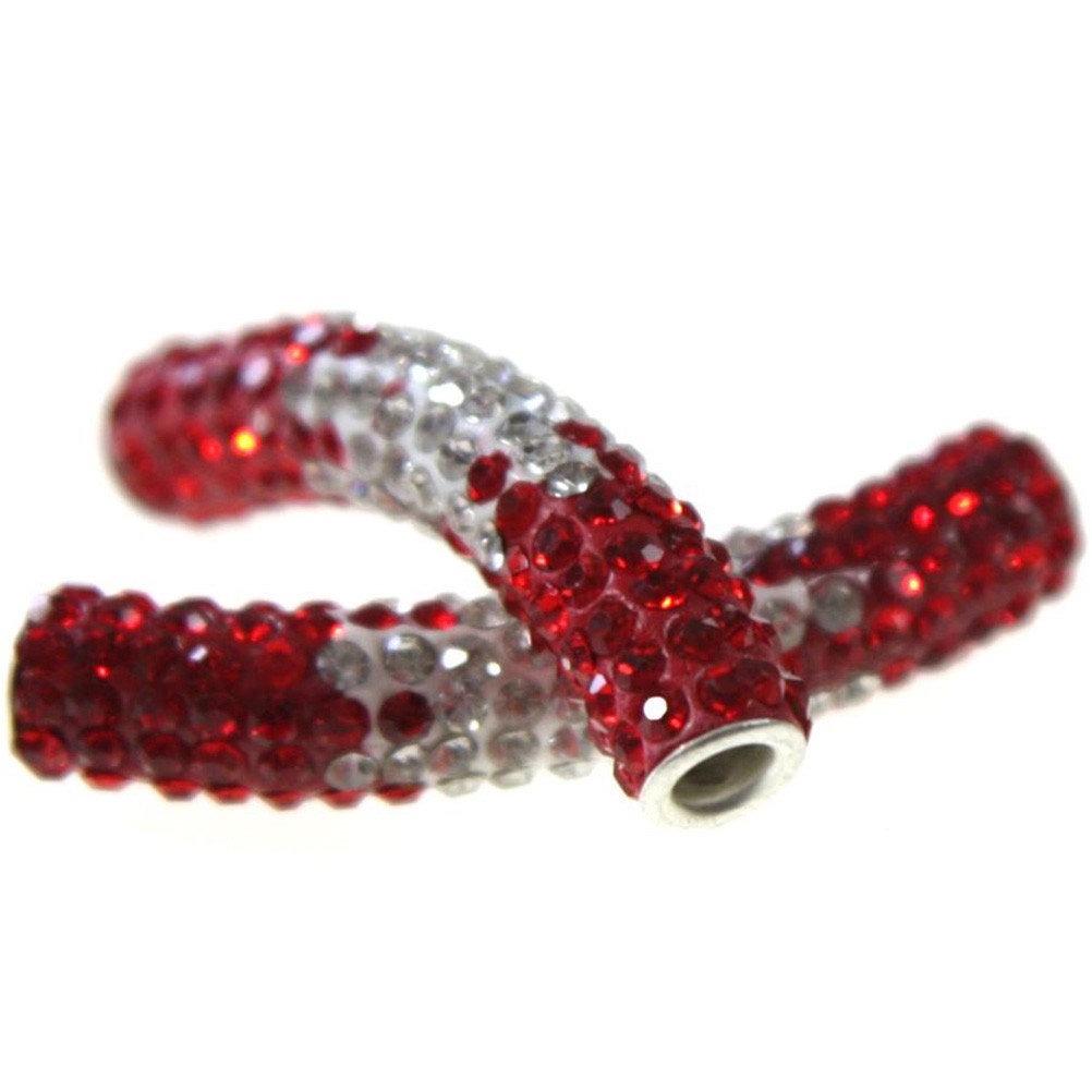 Perles shamballa tubes bicolores cristal 45 mm (1 pièce)