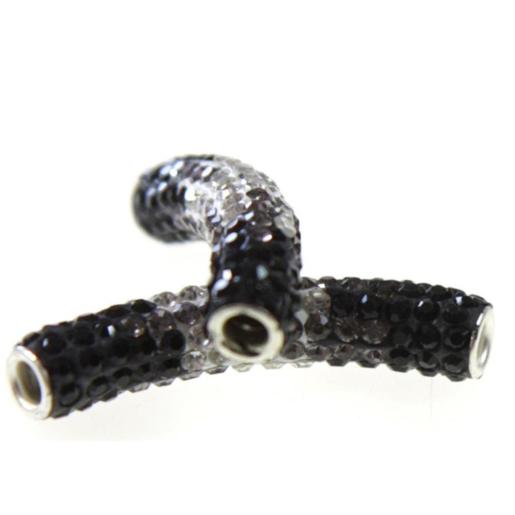 Perles shamballa tubes bicolores cristal 45 mm (1 pièce)