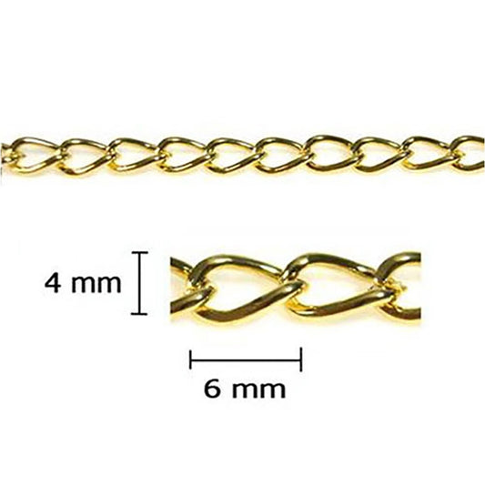 Chaine maillons gourmette 6 x 4 mm (3 x 1 mètre)