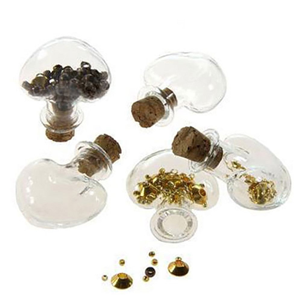Mini Fiole Cœur Pendentif ( 5 Pièces ) ( 28 X 31.5 Mm )