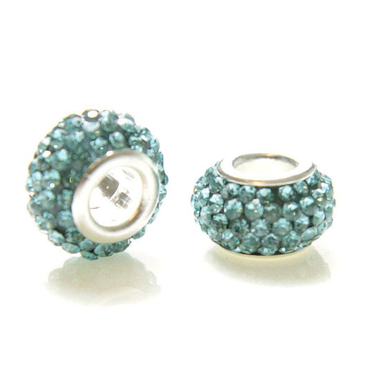 Perles shamballa rondes soucoupes strass cristal ( 5 pièces ) ( 14 mm de diamètre )