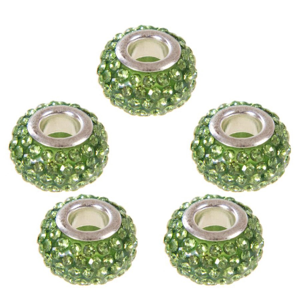 Perles shamballa rondes soucoupes strass cristal ( 5 pièces ) ( 14 mm de diamètre )