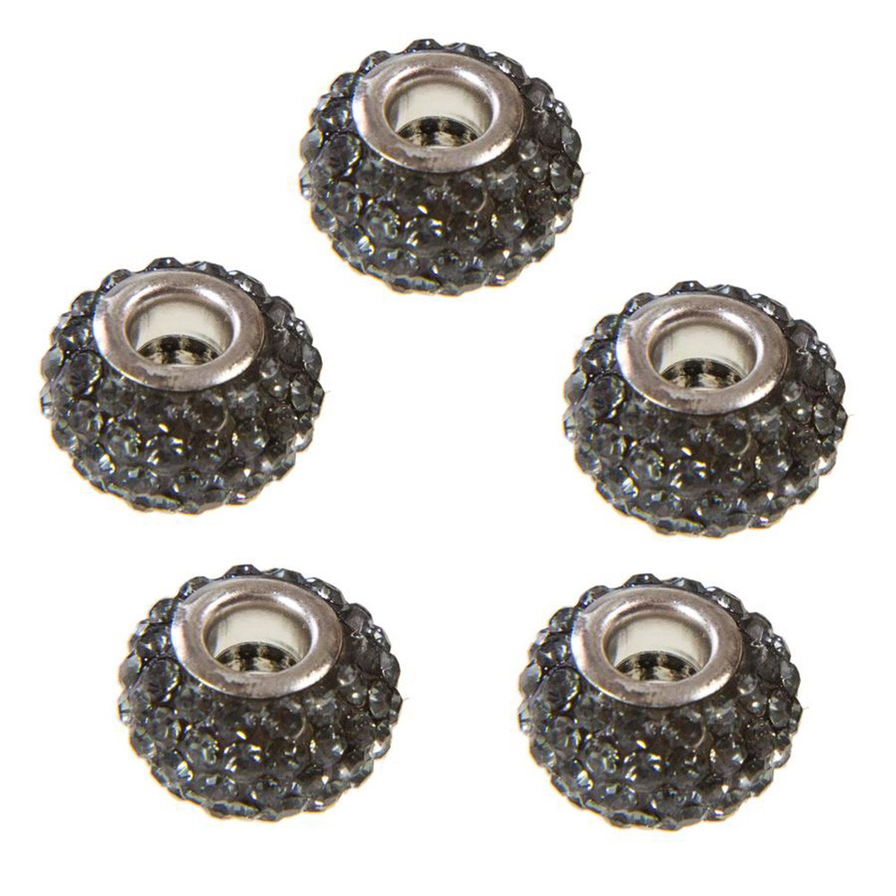 Perles shamballa rondes soucoupes strass cristal ( 5 pièces ) ( 14 mm de diamètre )