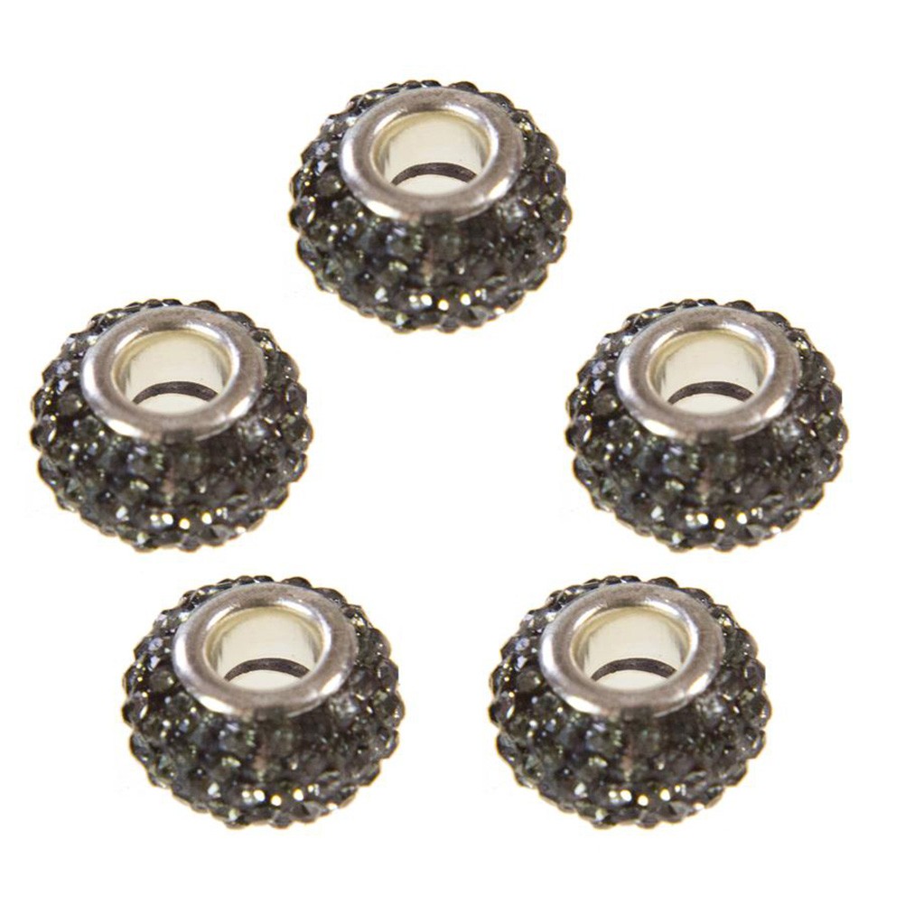 Perles shamballa rondes soucoupes strass cristal ( 5 pièces ) ( 14 mm de diamètre )