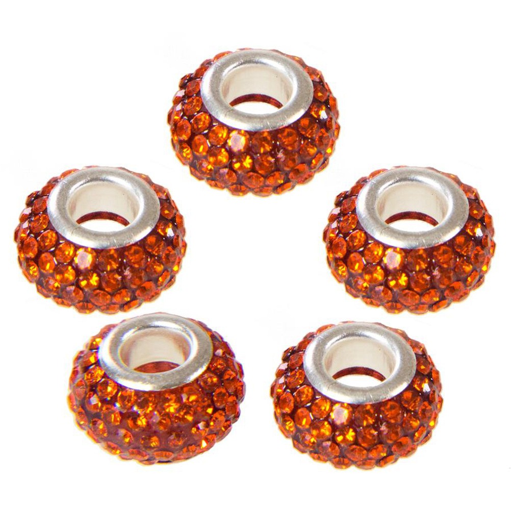 Perles shamballa rondes soucoupes strass cristal ( 5 pièces ) ( 14 mm de diamètre )